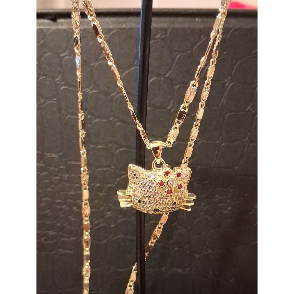 18k GF Cat Pendant Necklace New In Box
